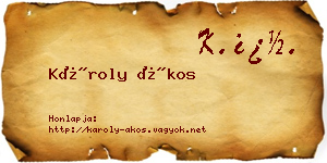 Károly Ákos névjegykártya